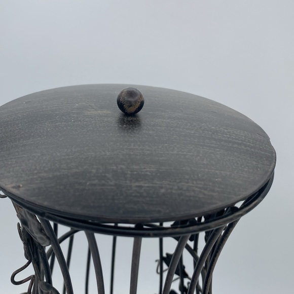 Wine glass shape black metal cork collection holder w/ leaves and grapes 13” - Picture 5 of 9